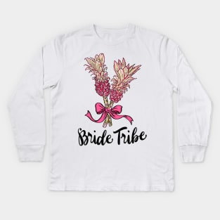 Bride Tribe Shirt Pink Pineapple Bouquet Illustration Kids Long Sleeve T-Shirt